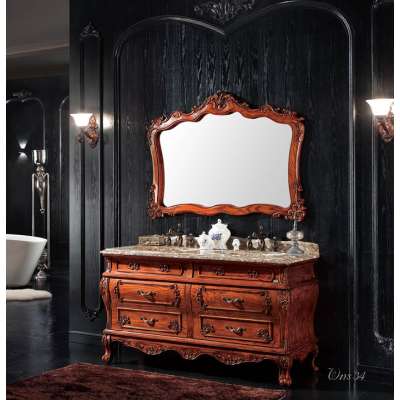 2018 European Style Classic Solid Wooden Marble Countertop small corner Bathroom Vanity  bathroom vanity with side Cabinets